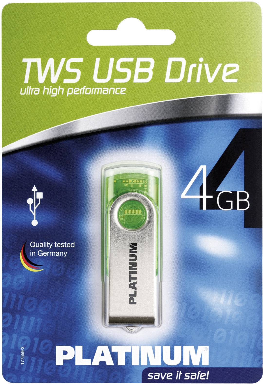 Platinum TWS USB-Stick 4 GB Grün 177483 USB 2.0