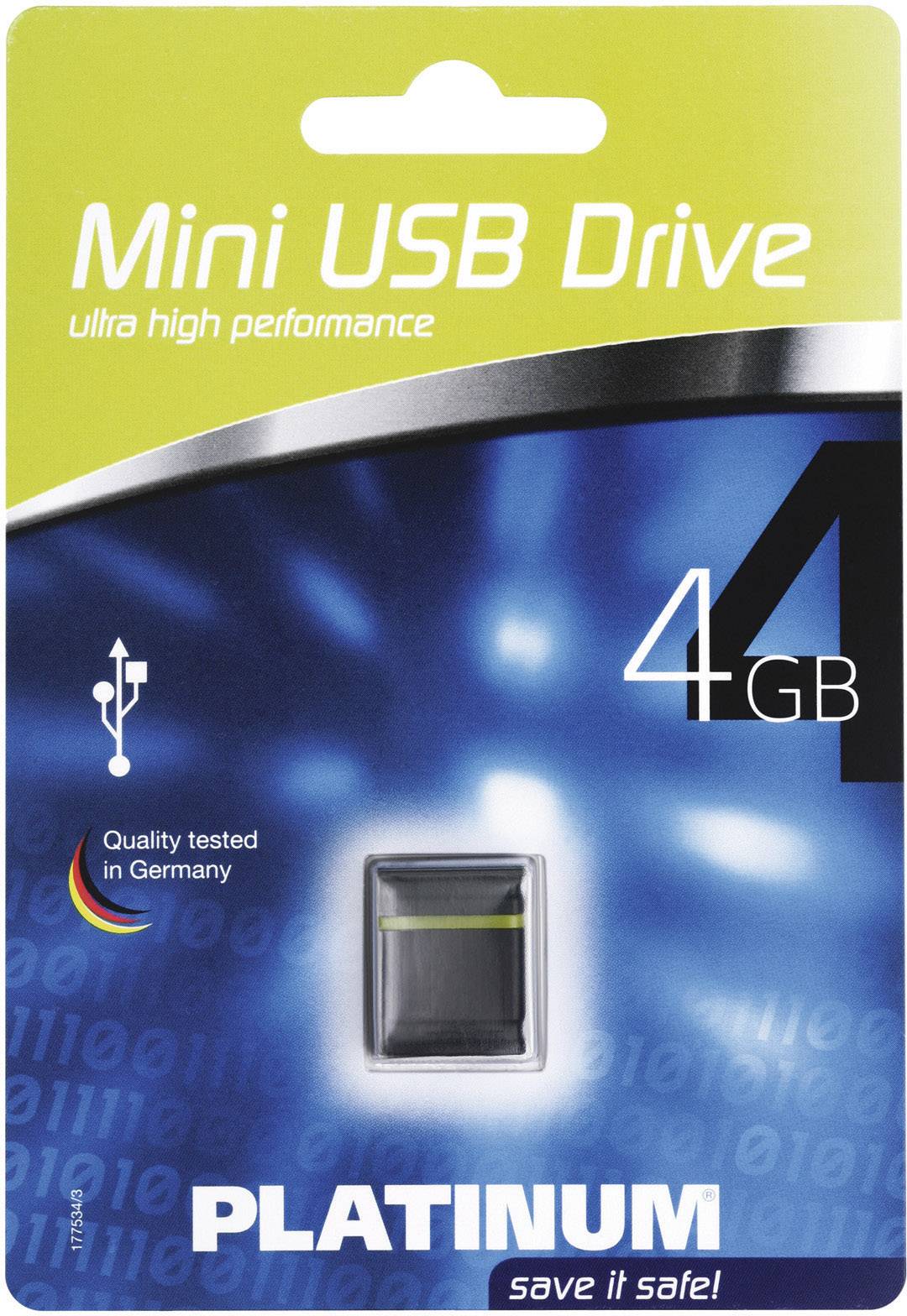 Platinum Mini USB-Stick 4 GB Schwarz, Gelb 177534 USB-A (USB 2.0)