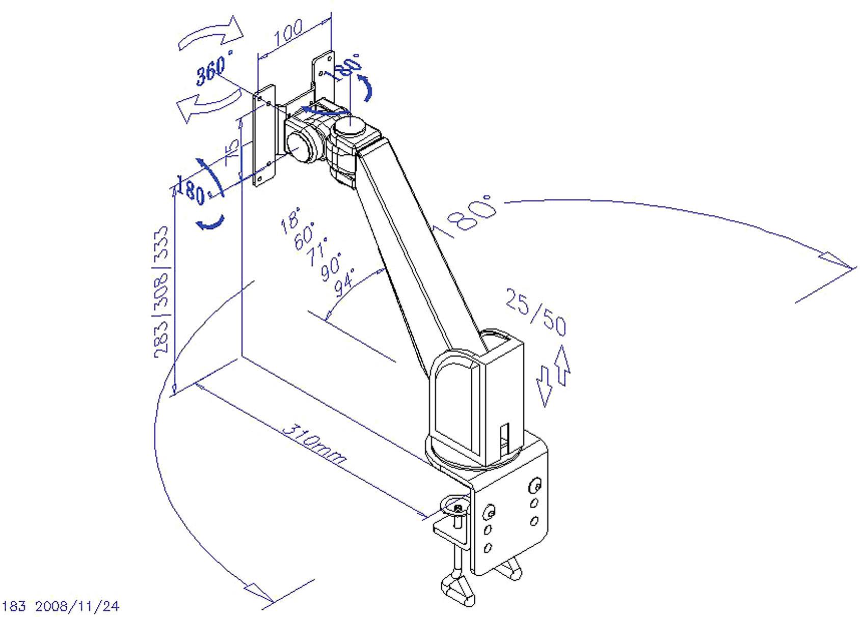 SpeaKa Professional SP-1664312 1fach Monitor-Tischhalterung 33,0cm (13") - 55,9cm (22") Schwarz Neigbar, Schwenkbar, Rotierbar