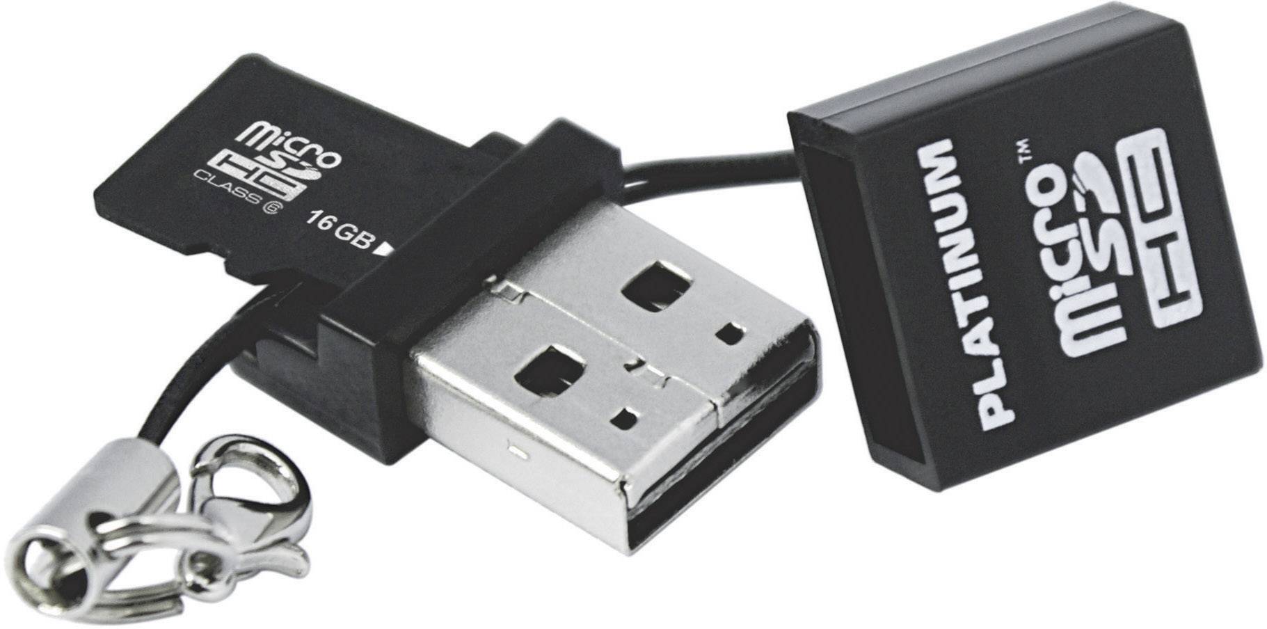 Platinum 177317 microSDHC-Karte 16 GB Class 6 inkl. USB-Kartenleser