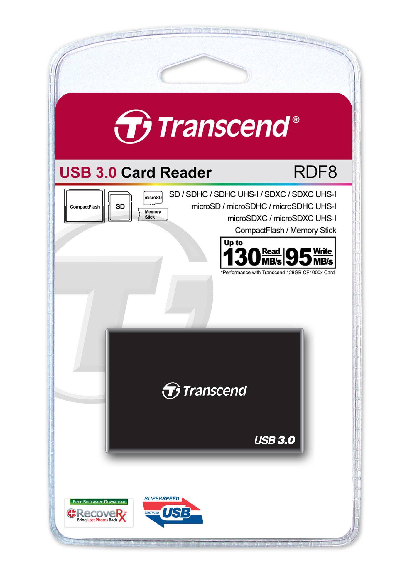 Transcend TS-RDF8K Externer Speicherkartenleser USB-A (USB 3.2 Gen 1) Schwarz