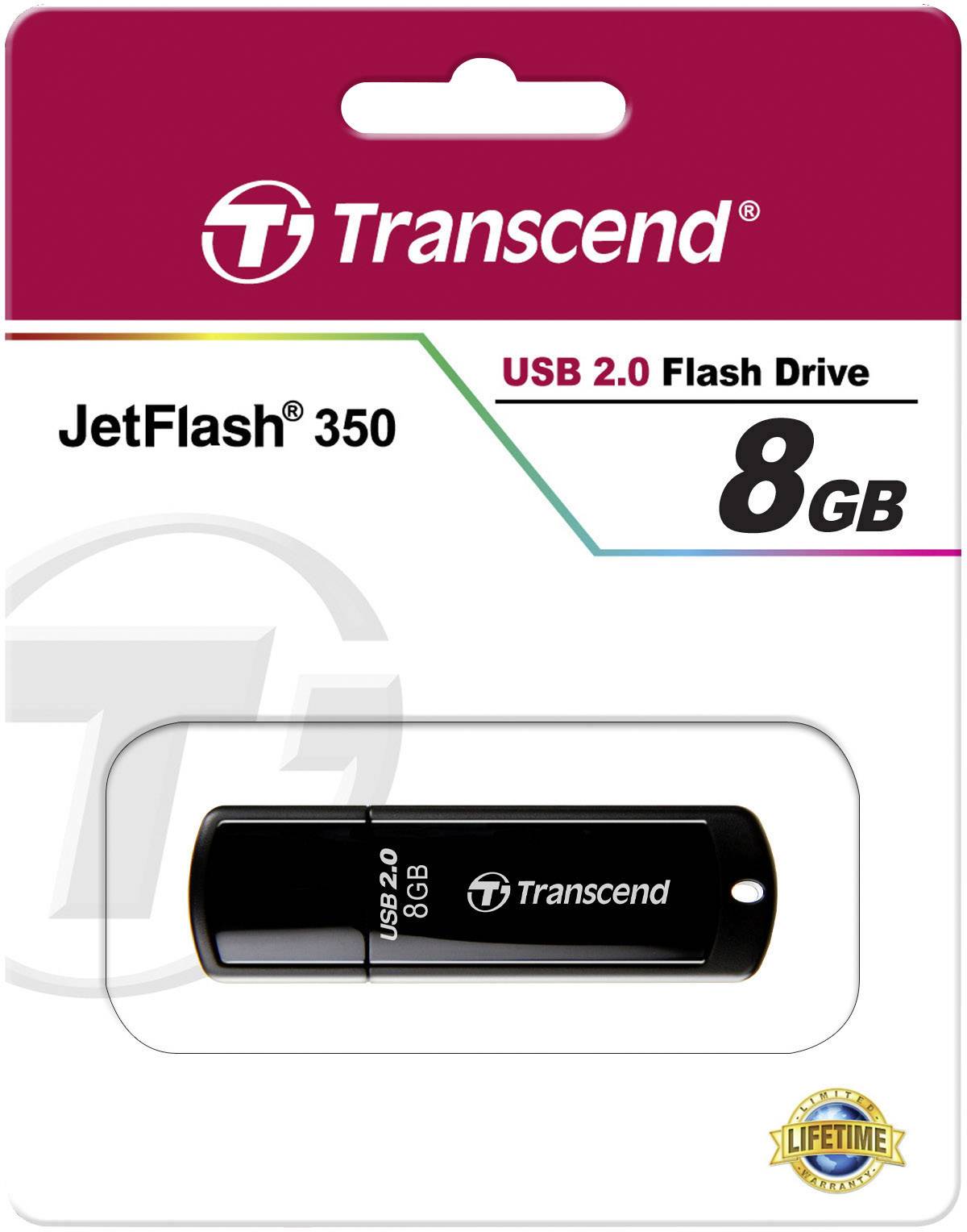 Transcend JetFlash® 350 USB-Stick 8 GB Schwarz TS8GJF350 USB 2.0