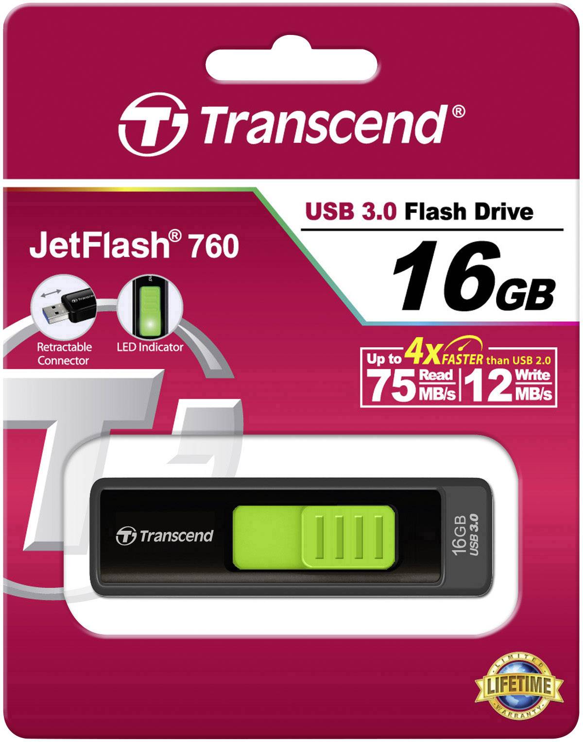 Transcend JetFlash® 760 USB-Stick 16GB Schwarz TS16GJF760 USB 3.0