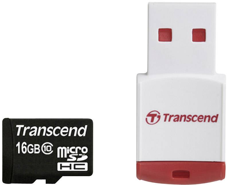 Transcend 16GB microSDHC Class 10 + P3 Kartenlesegerät