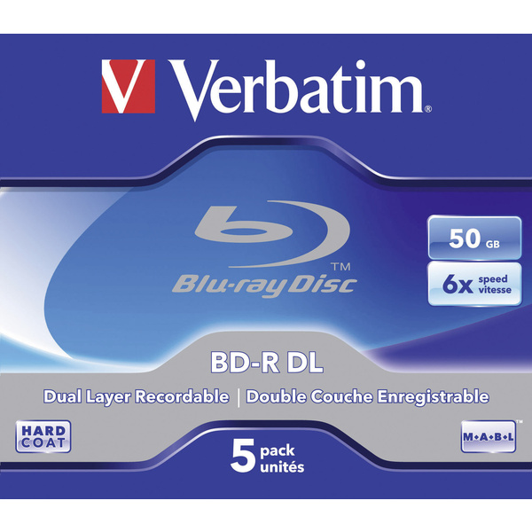 Verbatim 43748 Blu-ray BD-R DL Rohling 50 GB 5 St. Jewelcase