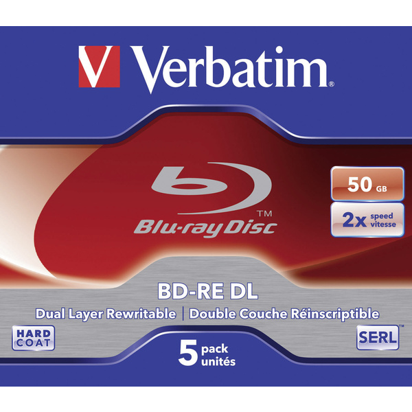 Verbatim 43760 Blu-ray BD-RE DL Rohling 50GB 5 St. Jewelcase