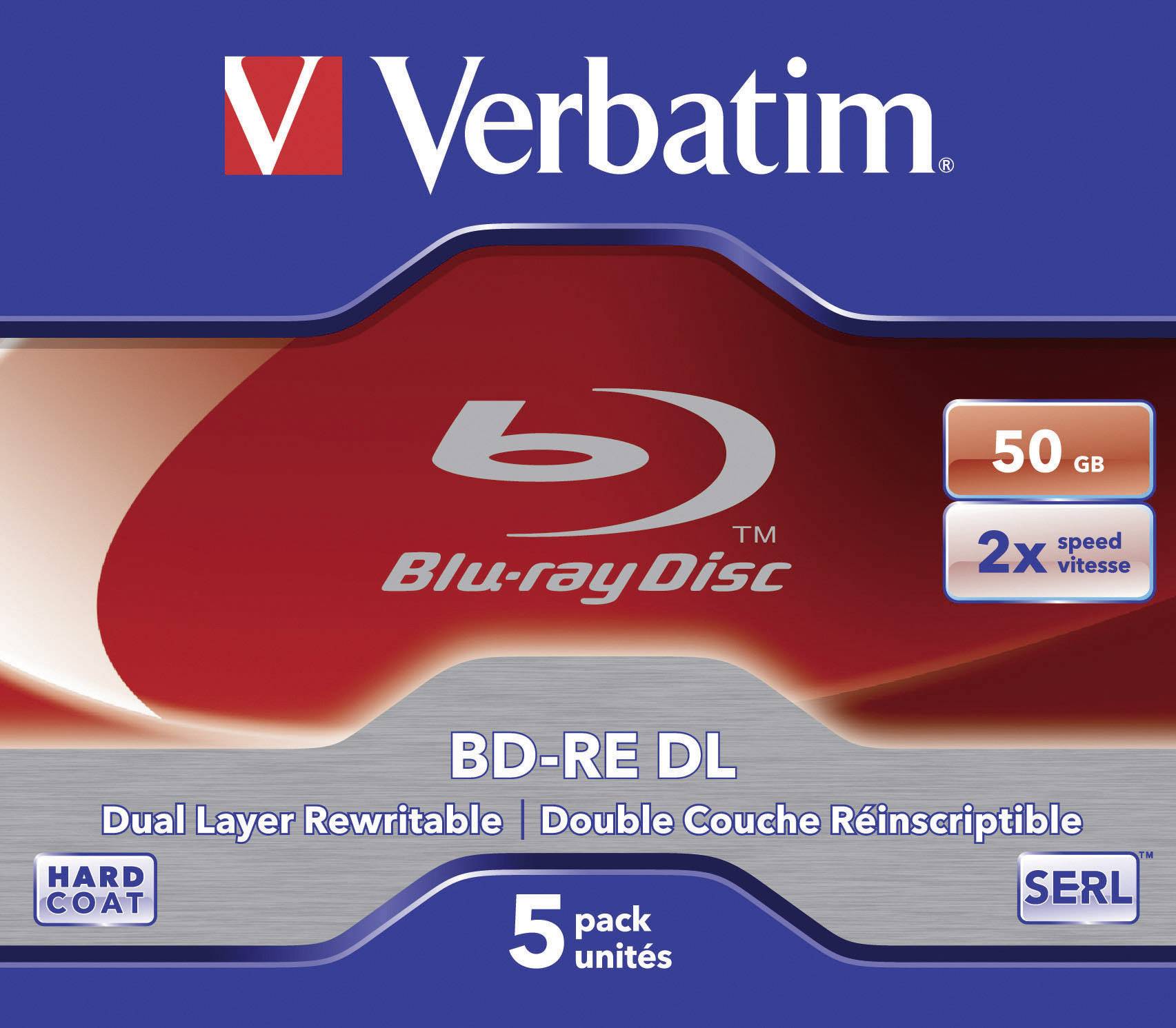 Verbatim 43760 Blu-ray BD-RE DL Rohling 50GB 5 St. Jewelcase