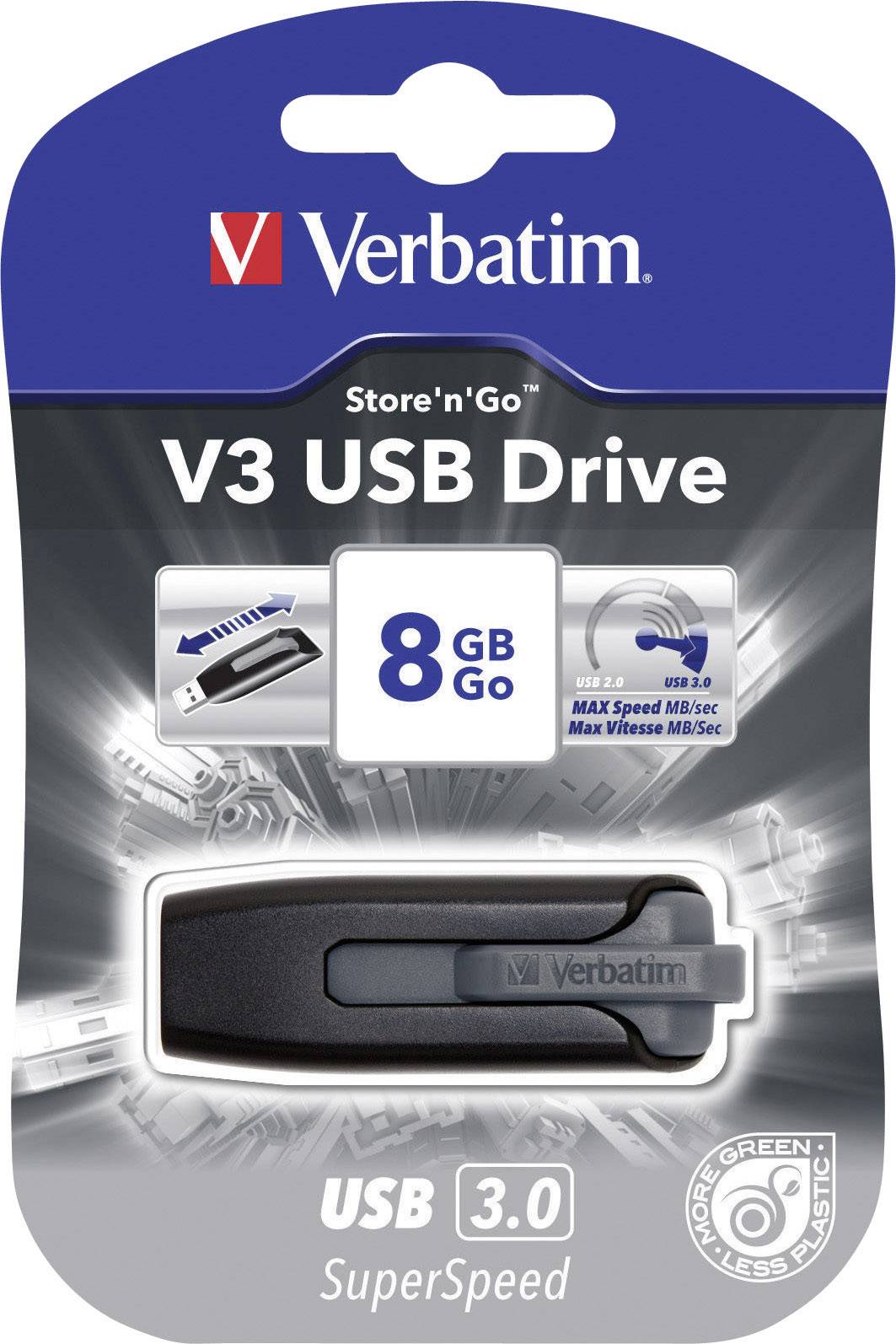 Verbatim V3 USB-Stick 8 GB Schwarz 49171 USB-A (USB 3.2 Gen 1)