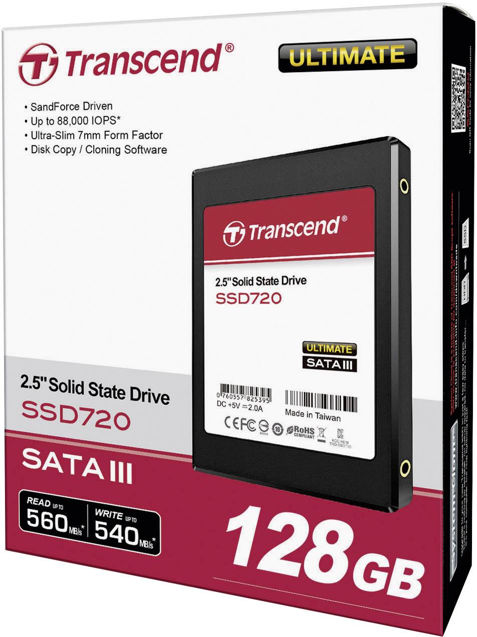 Transcend 128 GB Interne SATA SSD 6.35 cm (2.5 Zoll) SATA 6 Gb/s Retail TS128GSSD720
