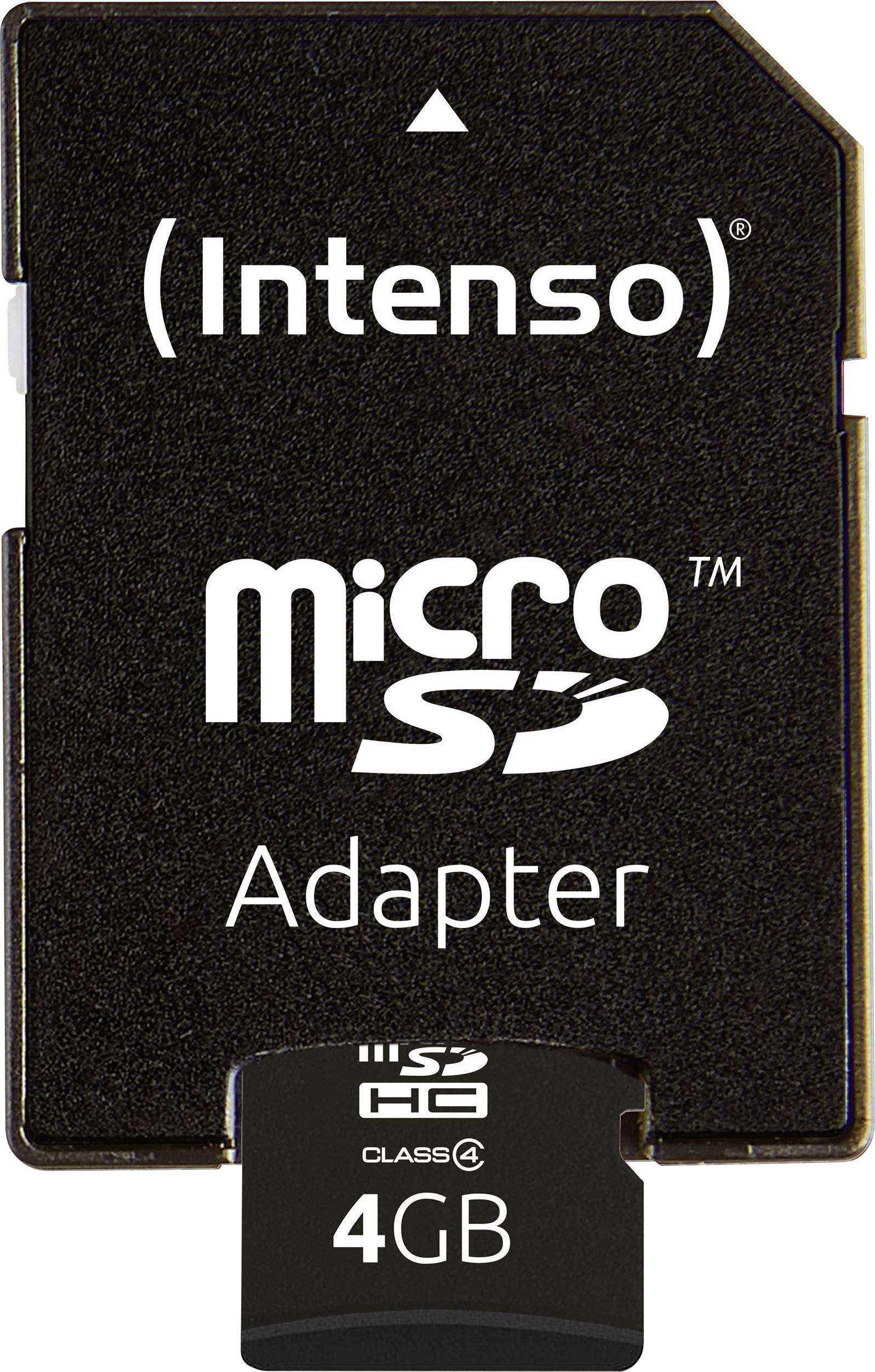 Intenso 4GB Micro SDHC-Card microSDHC-Karte 4GB Class 4 inkl. SD-Adapter