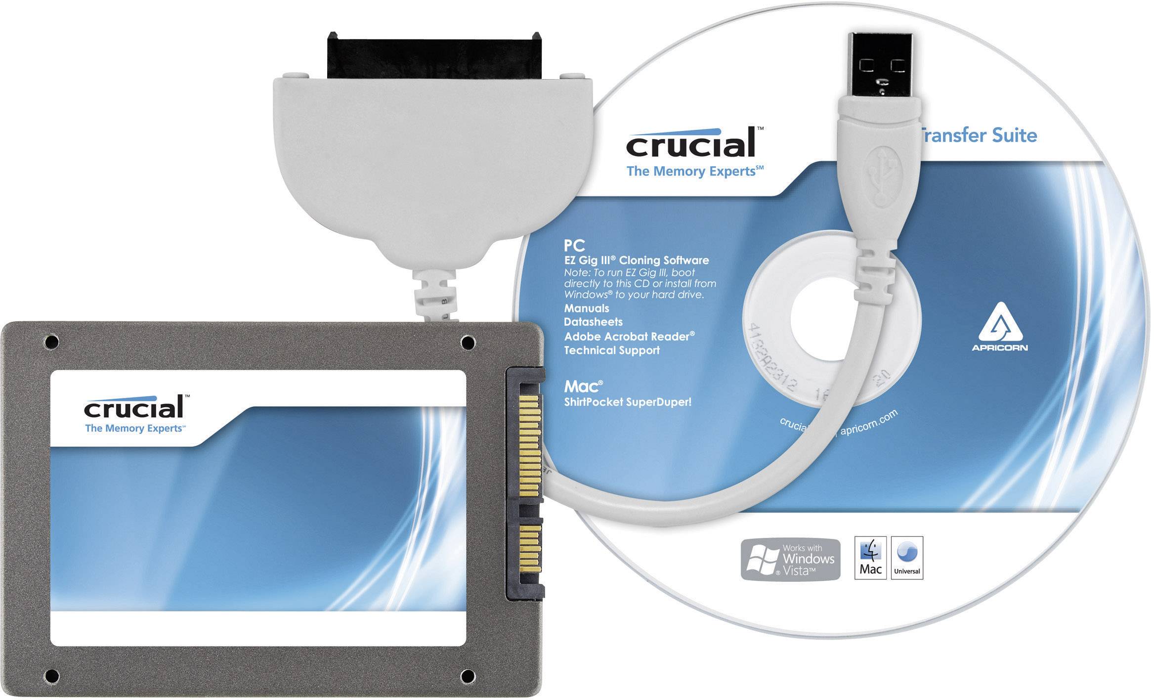 Crucial SSD-Festplatte M4 Umbau Kit CT128M4SSD1CCA