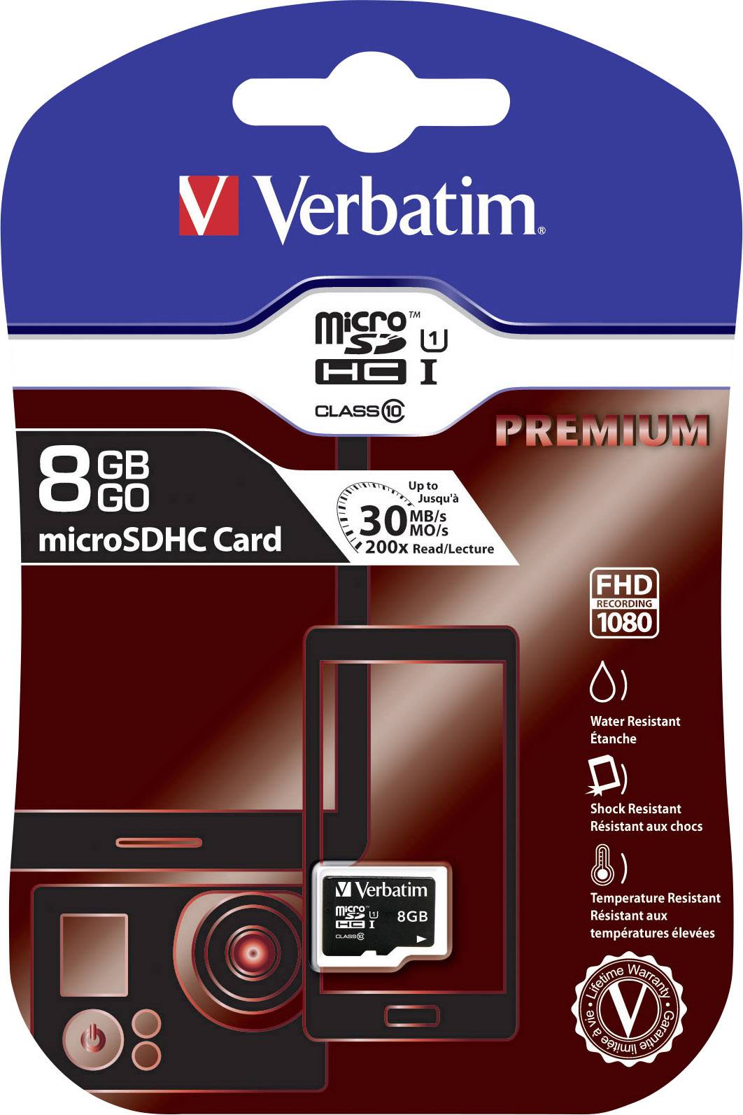 Verbatim Premium microSDHC-Karte 8 GB Class 10