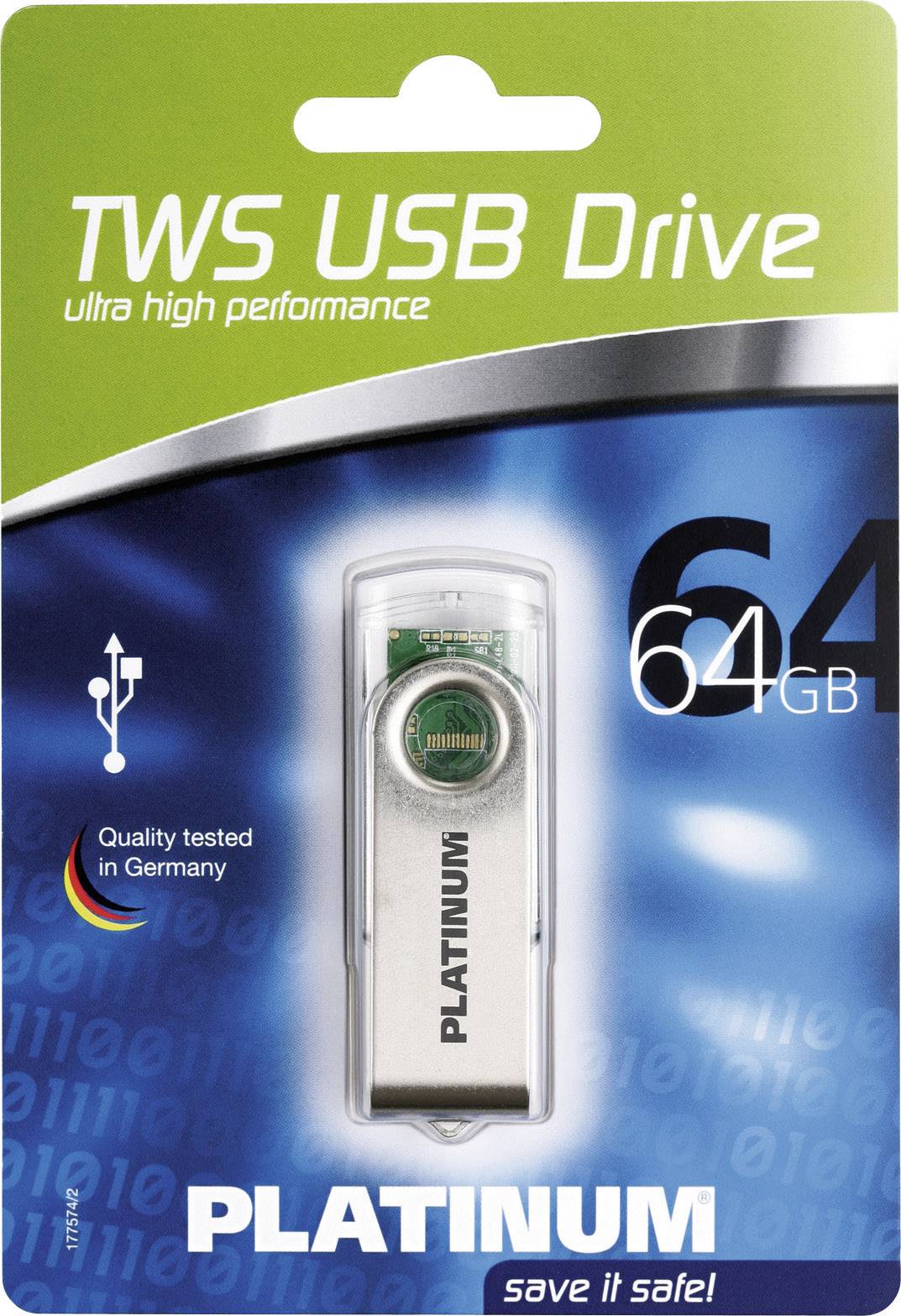 Platinum TWS USB-Stick 64 GB Transparent 177575 USB 2.0