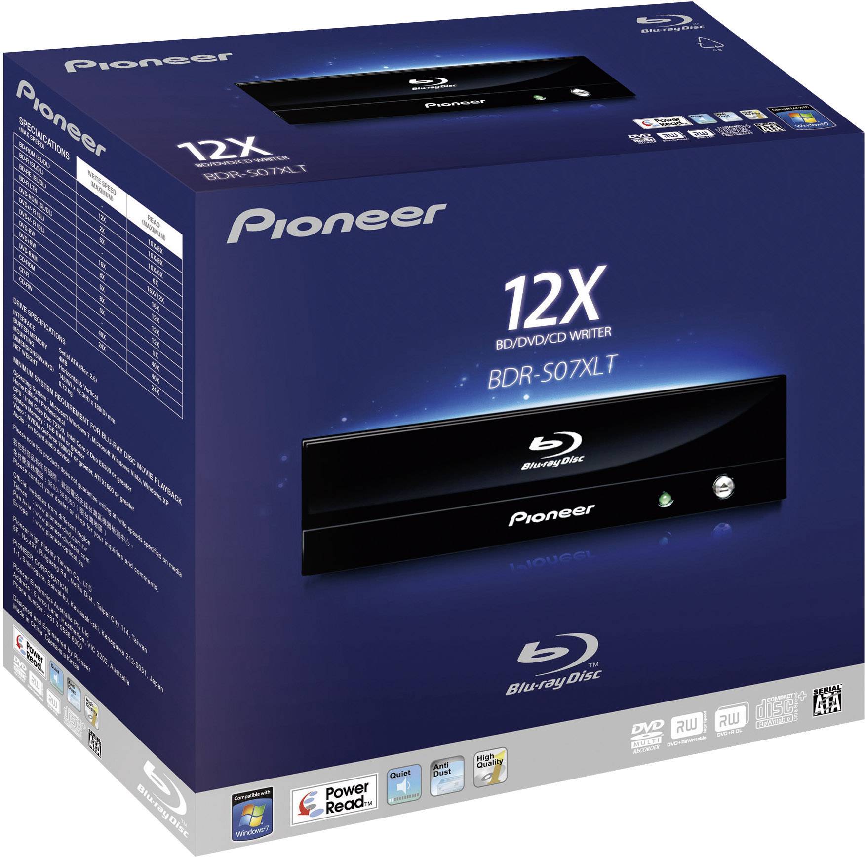 PIONEER BLURAY-BRENNER RETAIL BDR-S07XLT