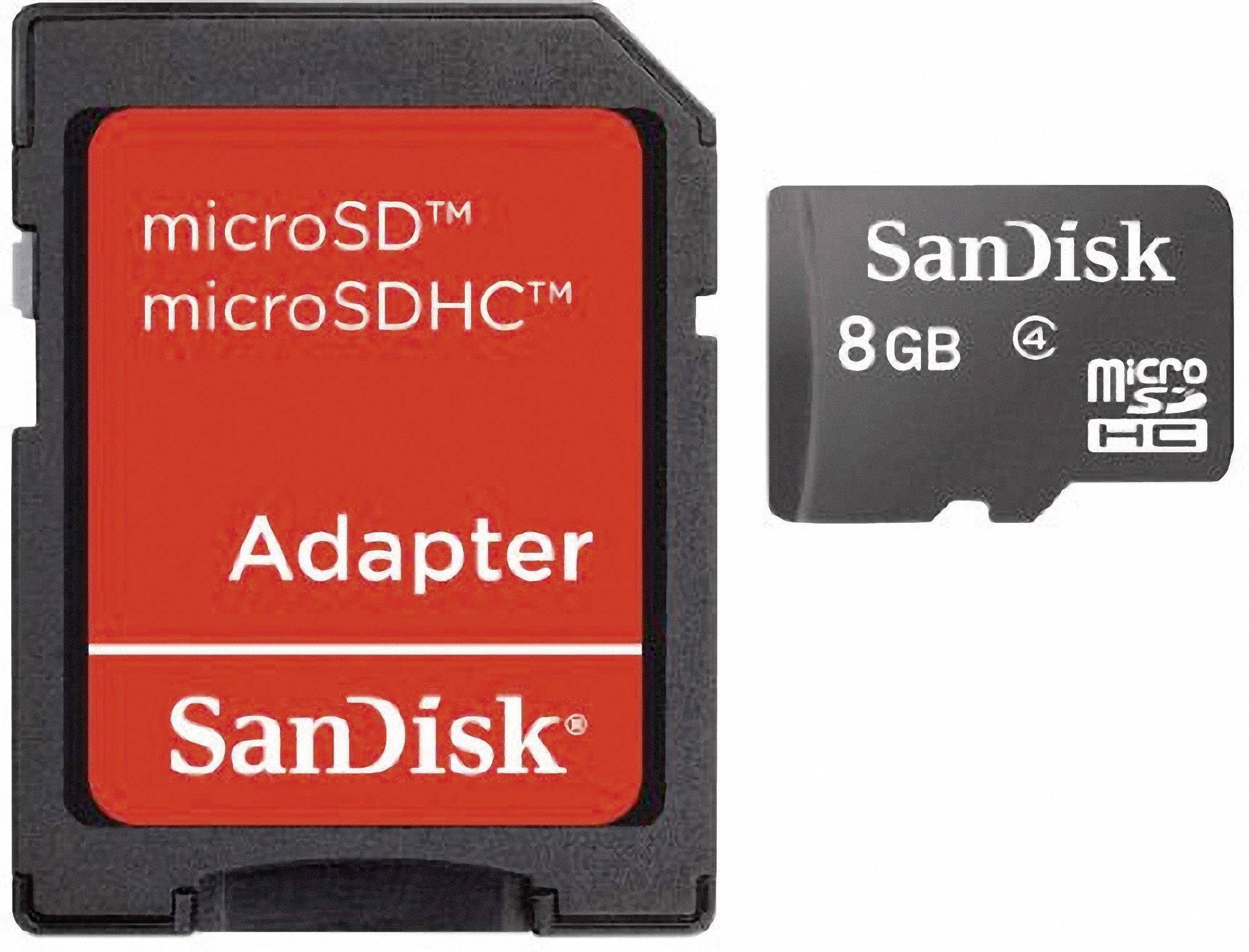 SanDisk Micro SD Karte 8 GB microSDHC-Karte 8 GB Class 4 inkl. SD-Adapter