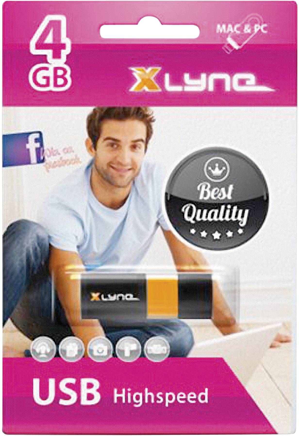 Xlyne Wave USB-Stick 4GB Schwarz, Orange 7104000 USB-A (USB 2.0)