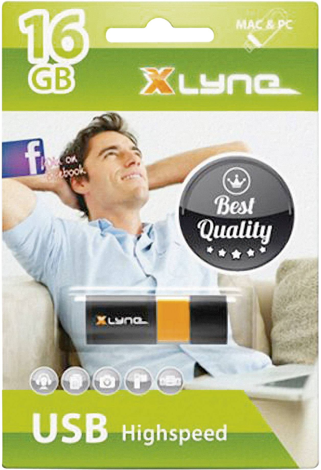 Xlyne Wave USB-Stick 16GB Schwarz, Orange 7116000 USB-A (USB 2.0)