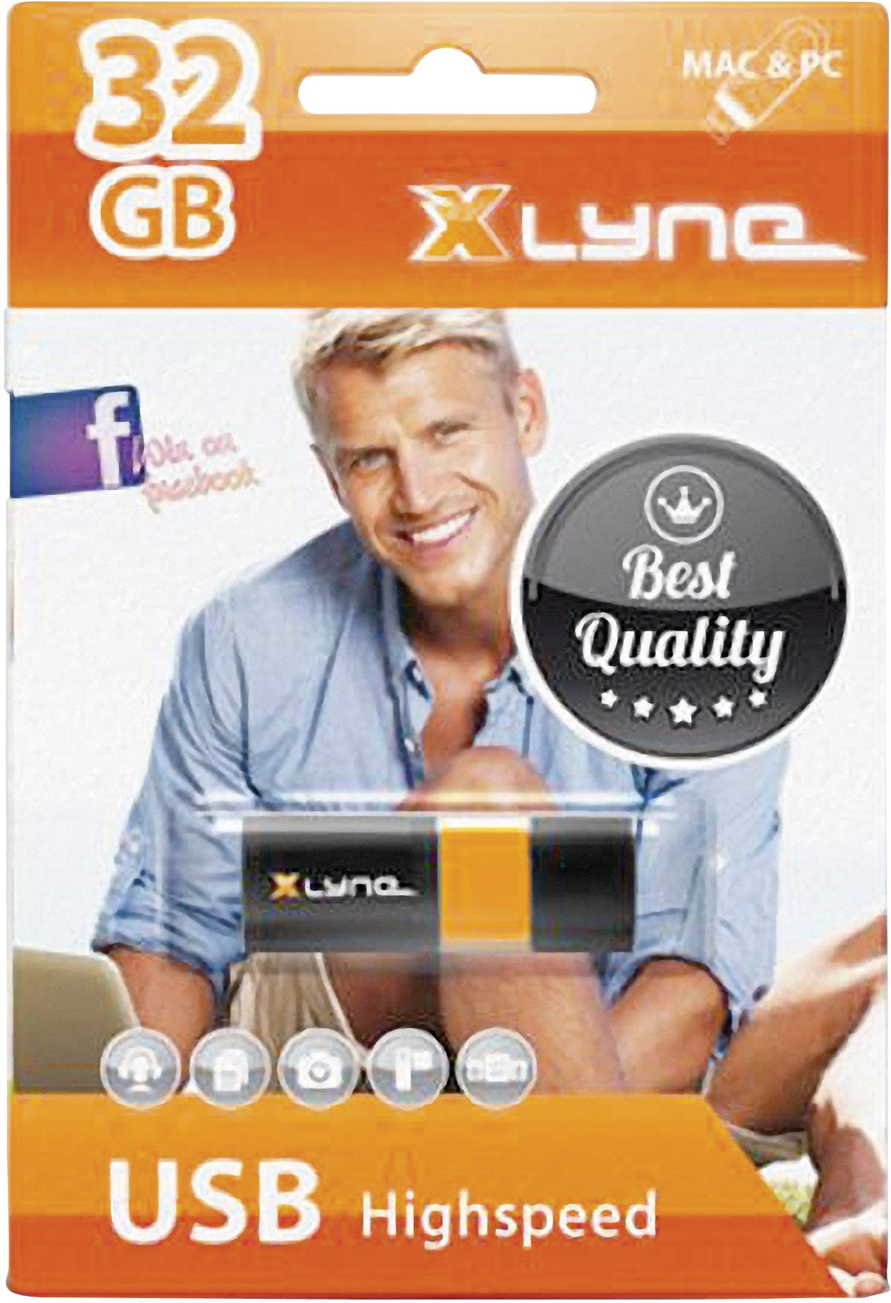 Xlyne Wave USB-Stick 32GB Schwarz, Orange 7132000 USB-A (USB 2.0)