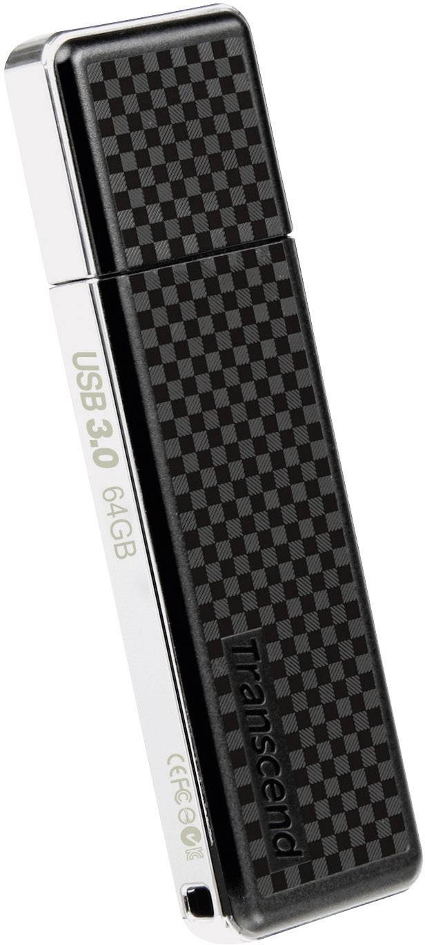USB-Stick von Transcend mit 64 GB Speicherkapazität, auffälligem Karomuster und USB 3.0 Kompatibilität.