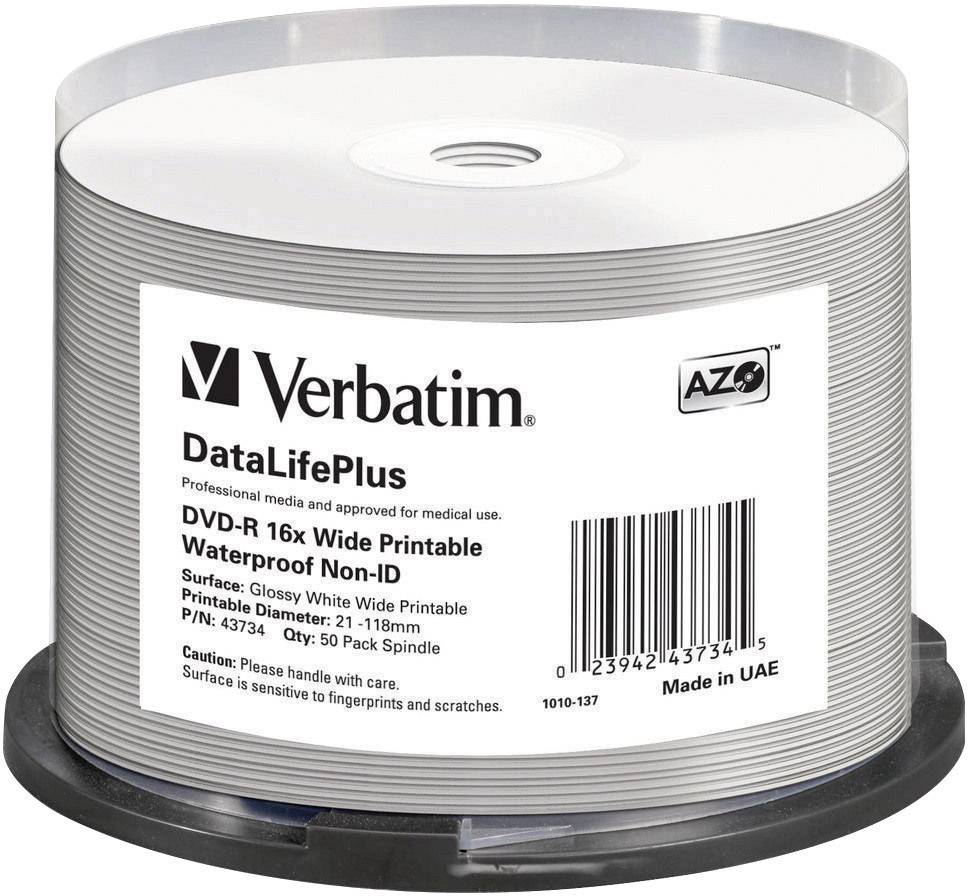 Verbatim 43734 DVD-R Rohling 4.7 GB 50 St. Spindel Bedruckbar