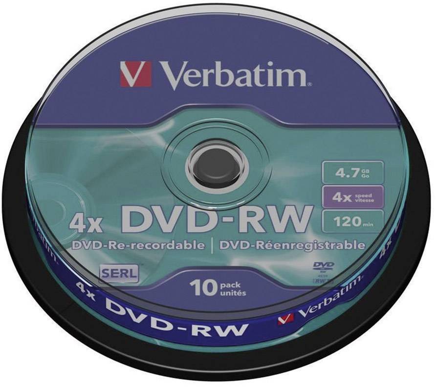 Verbatim 43552 DVD-RW Rohling 4.7GB 10 St. Spindel Wiederbeschreibbar