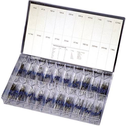 Metallschicht-Widerstand Sortiment axial bedrahtet 0.25W 1% 390St.