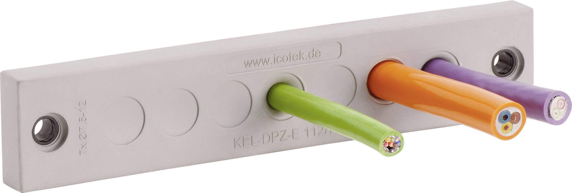 Icotek KEL-DPZ-E 112/7 Kabeldurchführungsplatte Klemm-Ø (max.) 12mm Polyamid, Elastomer Grau 1St.