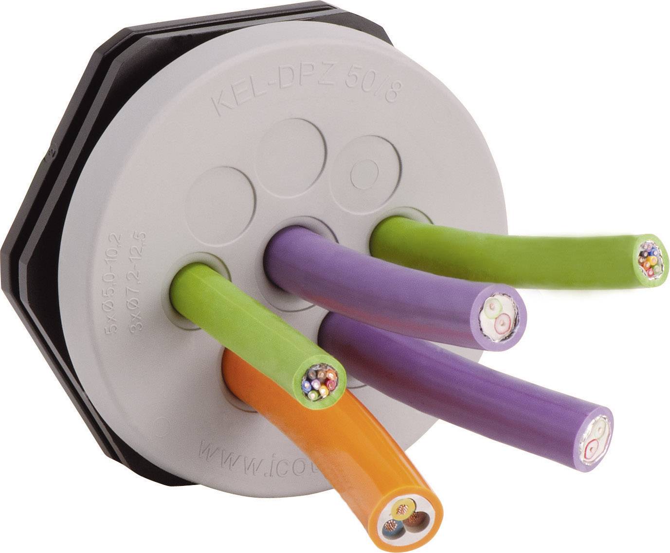 Icotek KEL-DPZ 50/10 Kabeldurchführungsplatte Klemm-Ø (max.) 22.2 mm Polyamid, Elastomer Grau 1 St.
