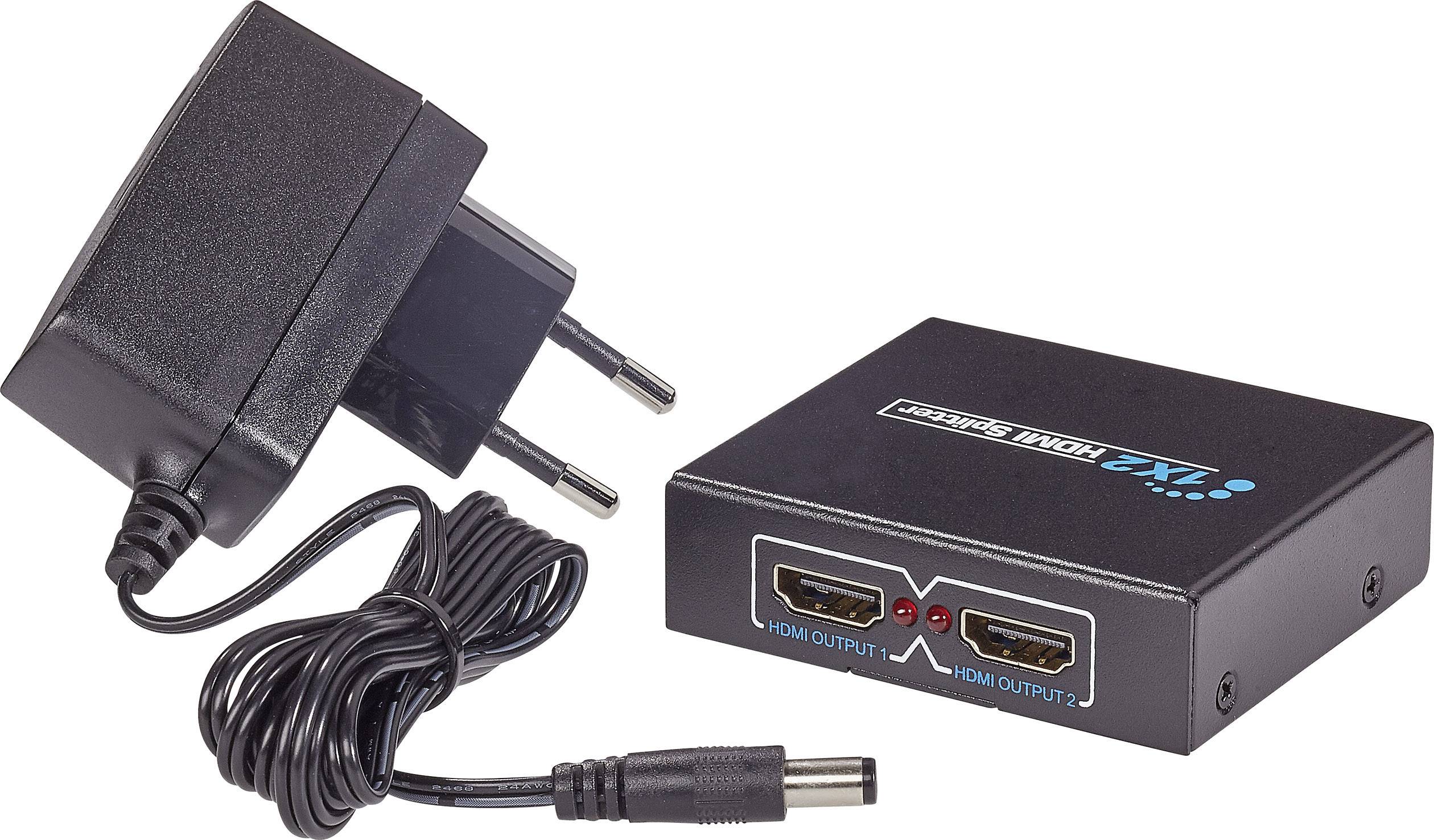 SpeaKa Professional 2 Port HDMI-Splitter 3D-Wiedergabe möglich 1920 x 1080 Pixel Schwarz