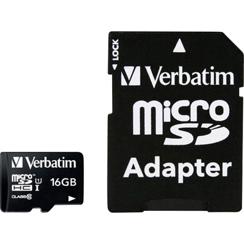 Carte microSDHC Verbatim MICRO SDHC 16GB CL 10 ADAP 16 GB Class 10 avec adaptateur SD