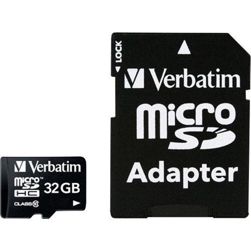 Carte microSDHC Verbatim MICRO SDHC 32GB CL 10 ADAP 32 GB Class 10 avec adaptateur SD