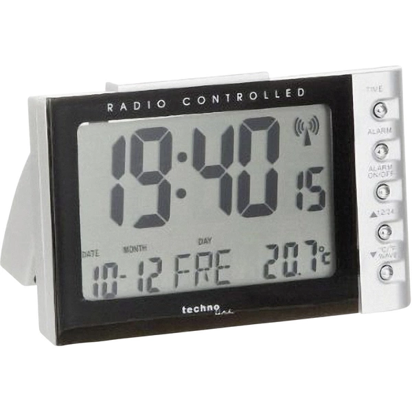 Techno Line WT 188 Funk Wecker Silber, Schwarz Alarmzeiten 1 Techno Line WT 188 Funk Wecker Silber, Schwarz Alarmzeiten 1
