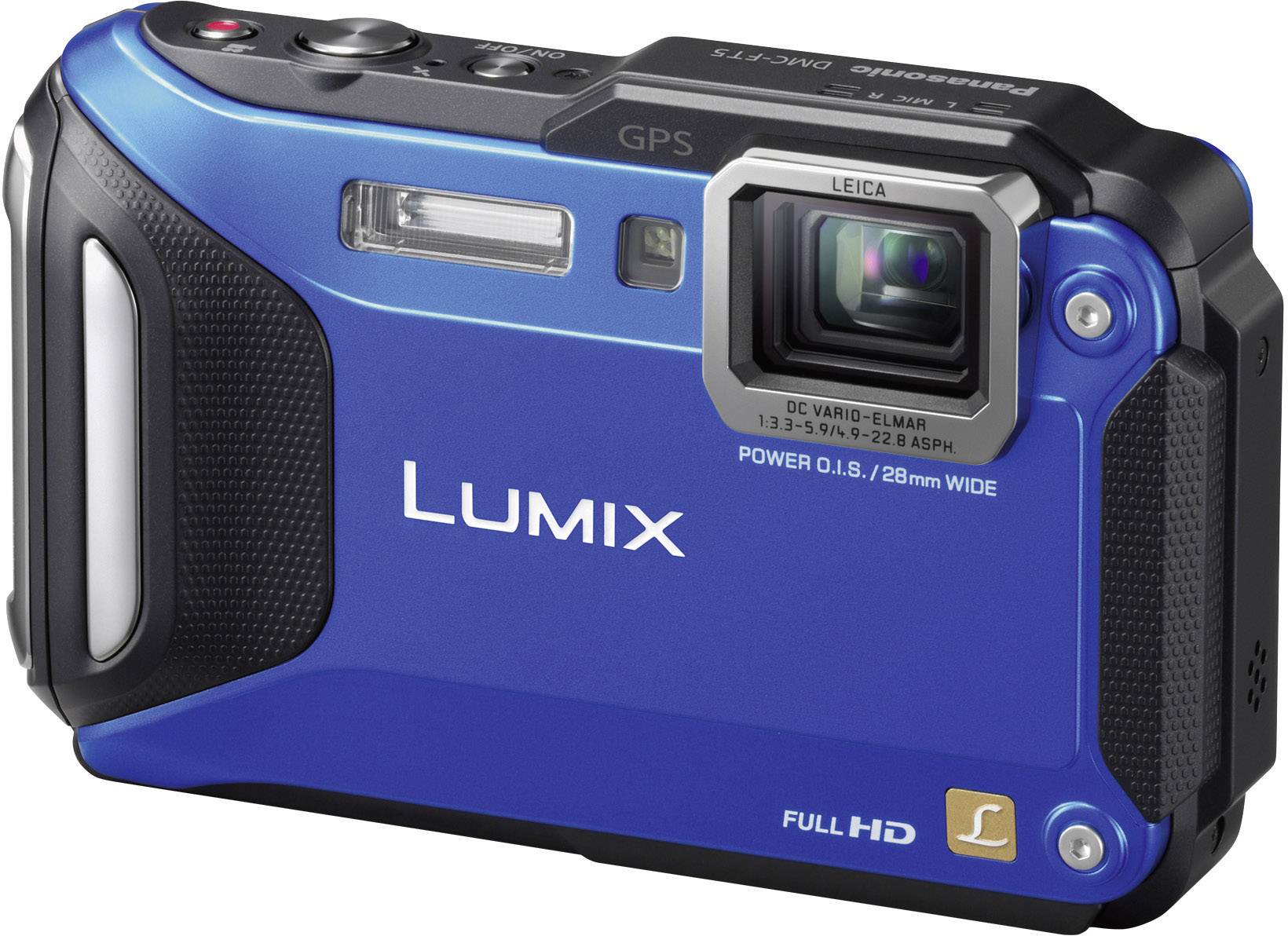 Panasonic Lumix DMC-FT5EG Digitalkamera Opt. Zoom: 4.6 x Blau Full HD Video, GPS, Unterwasserkamera, Stoßfest, Frostbeständig, Staubgeschützt