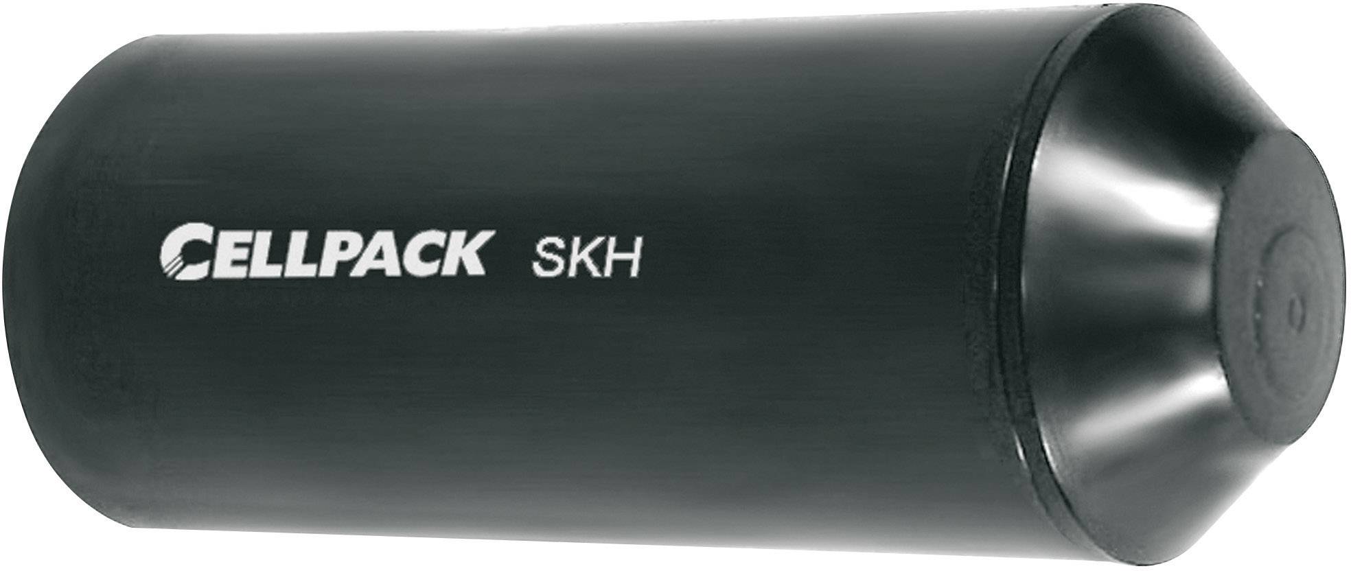 Schwarzes mechanisches Bauteil mit seitlicher Aufschrift 'CELLPACK SKH'. Zylinderförmige Struktur, möglicherweise ein Kabelverbinder.