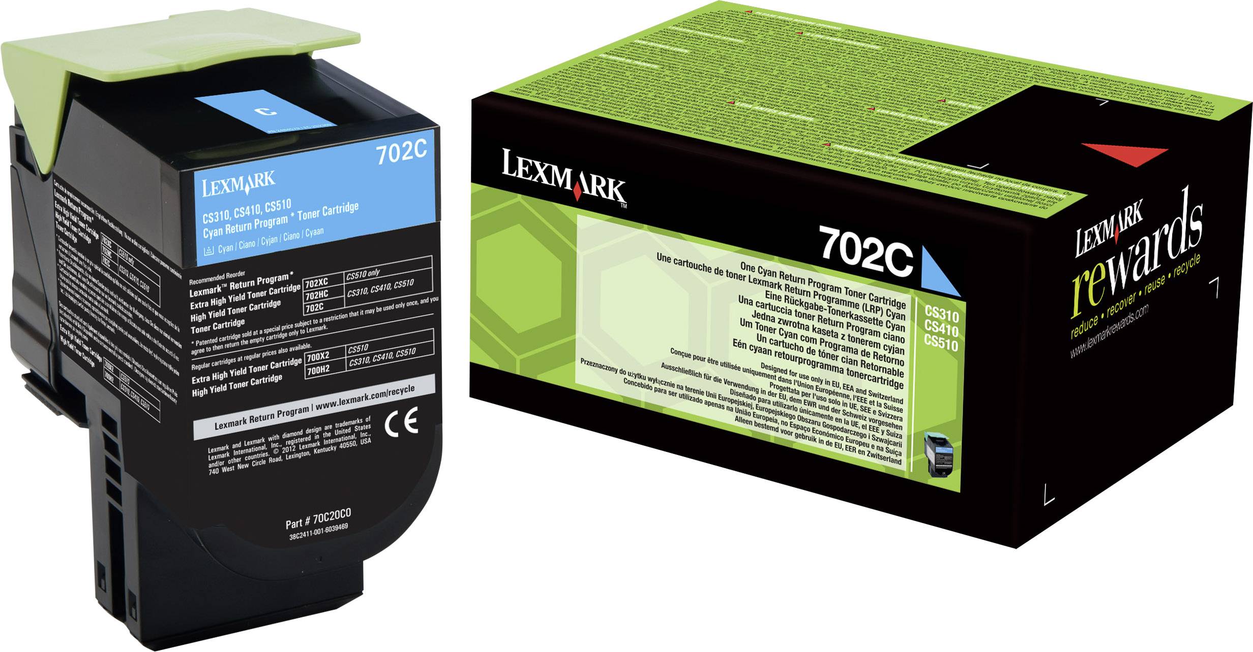 Lexmark Tonerkassette 702C CS310 CS410 CS510 Original Cyan 1000 Seiten 70C20C0