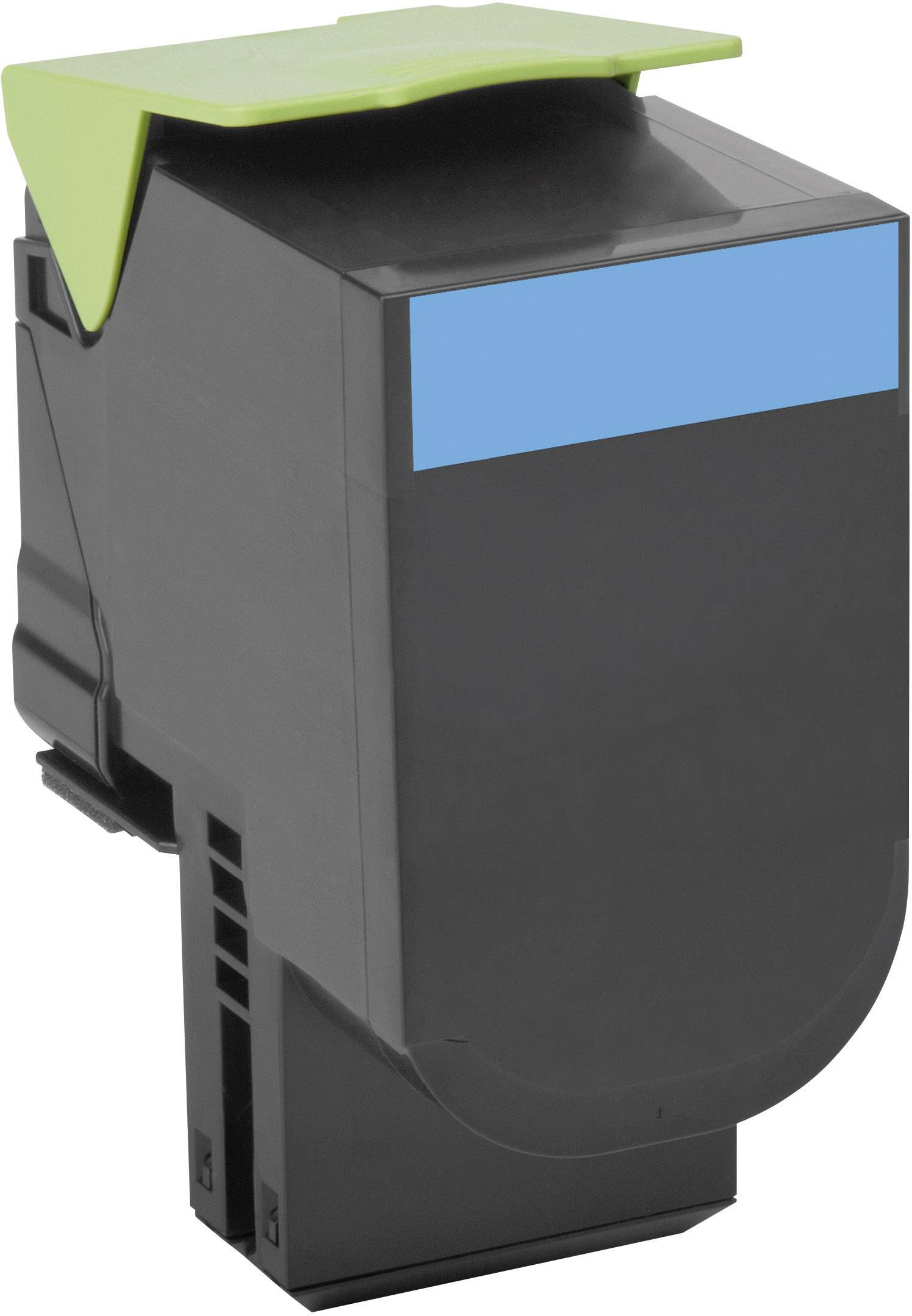 Schwarzes elektrisches Bauteil mit grüner und blauer Oberseite, möglicherweise ein Schalter oder Stecker. Geeignet für industrielle Anwendungen.