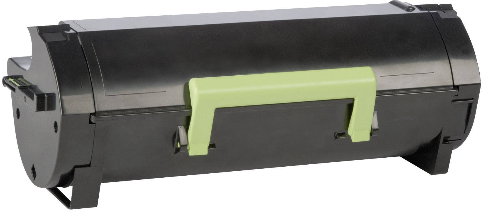 Schwarze Tonerkartusche mit grünem Griff, geeignet für Laserdrucker. Sie ist lang und zylindrisch geformt.