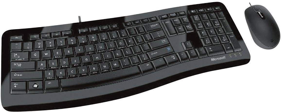 Microsoft Comfort Curve Desktop 3000 Business USB Tastatur, Maus-Set Ergonomisch Deutsch, QWERTZ Schwarz