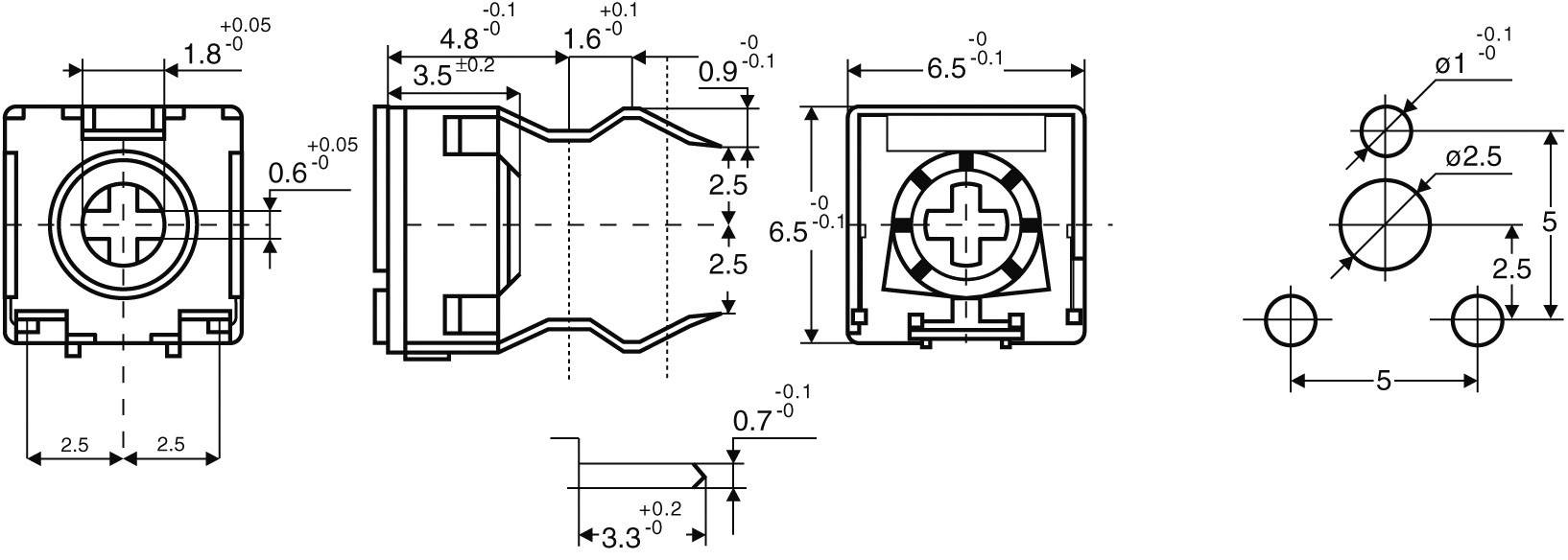 Weltron CA6 V 250R CA6 V Trimmer Miniatur linear 0.1 W 250 Ω 215 ° 235 ° 1 St.