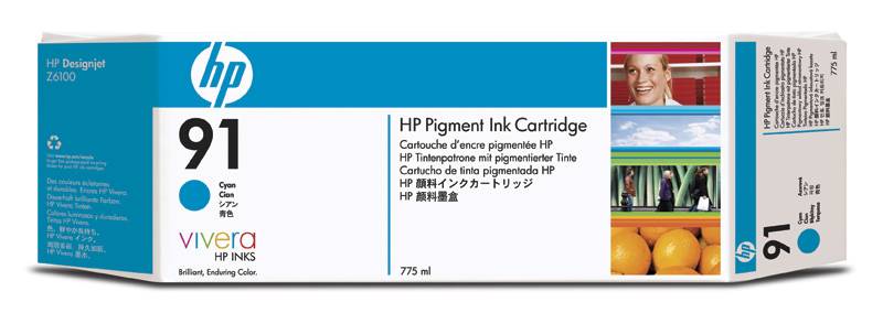 Tintenpatrone HP C9467A cyan mit HP Vivera Tinte Nr. 91