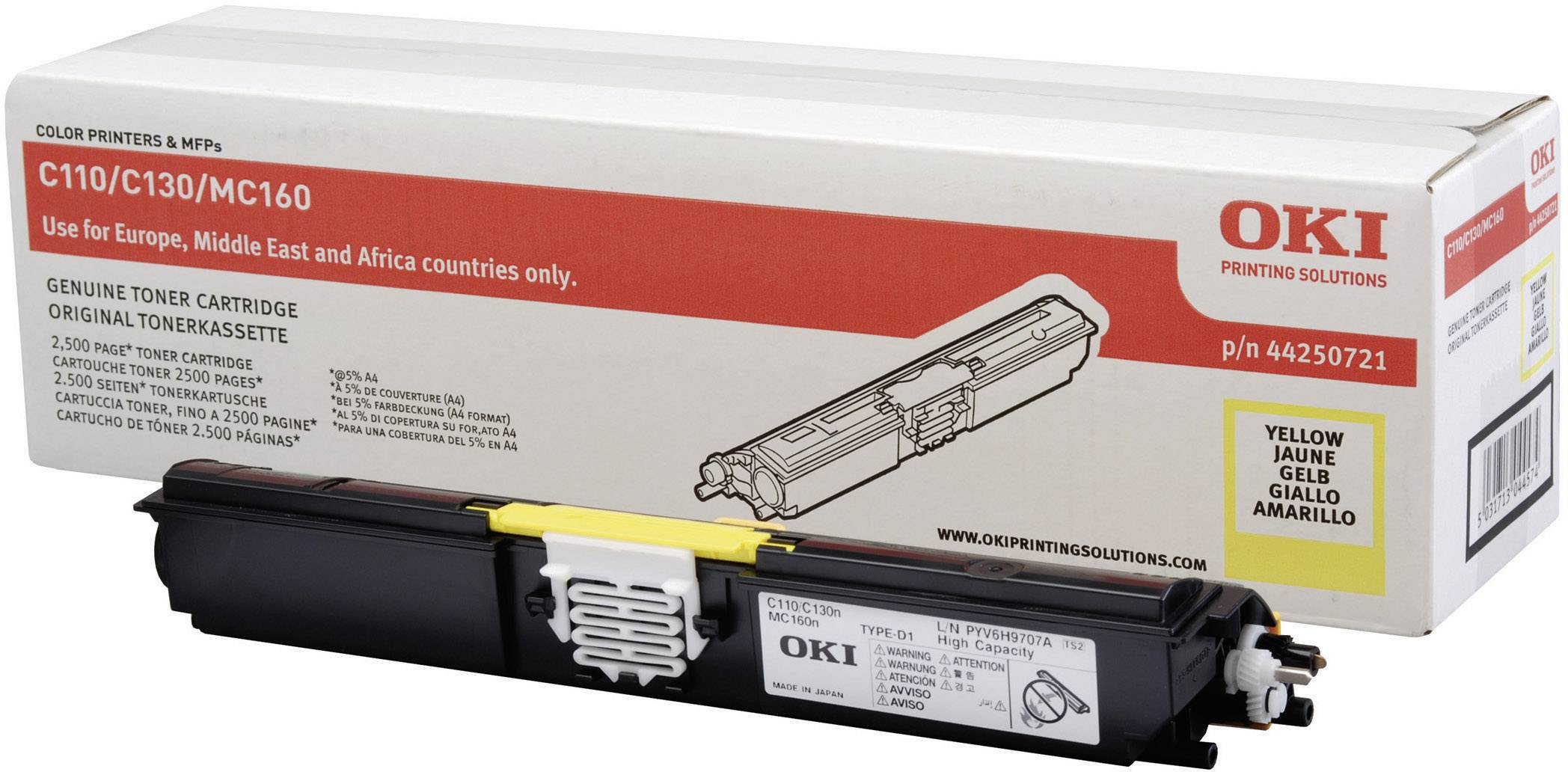 OKI Toner C110 C130 MC160 Original Gelb 2500 Seiten 44250721