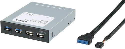 Akasa AK-ICR-12V3 USB-Hub 4 Port USB-A USB 3.0 5 GBit/s Schwarz