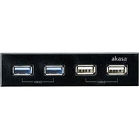 Akasa 4 Port USB 3.2 Gen 1-, USB 2.0-Fronteinschub-Hub Schwarz Akasa 4 Port USB 3.2 Gen 1-, USB 2.0-Fronteinschub-Hub Schwarz