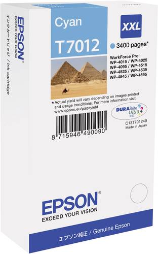 Epson Tinte T7012, XXL Original Cyan C13T70124010
