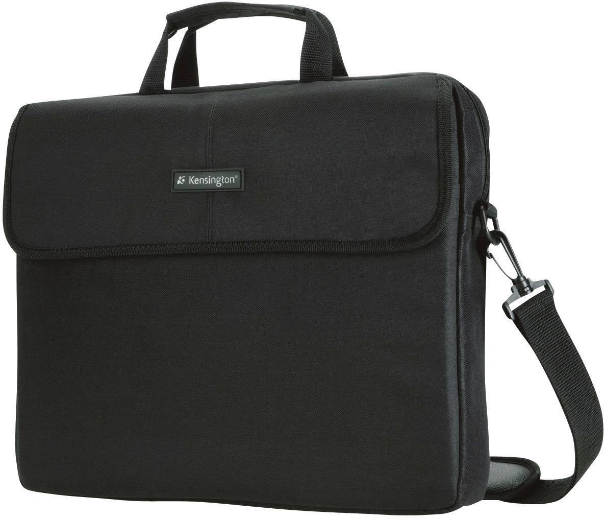 Schwarze Laptoptasche mit Tragegriff und Schultergurt, geeignet für den Transport eines Laptops.