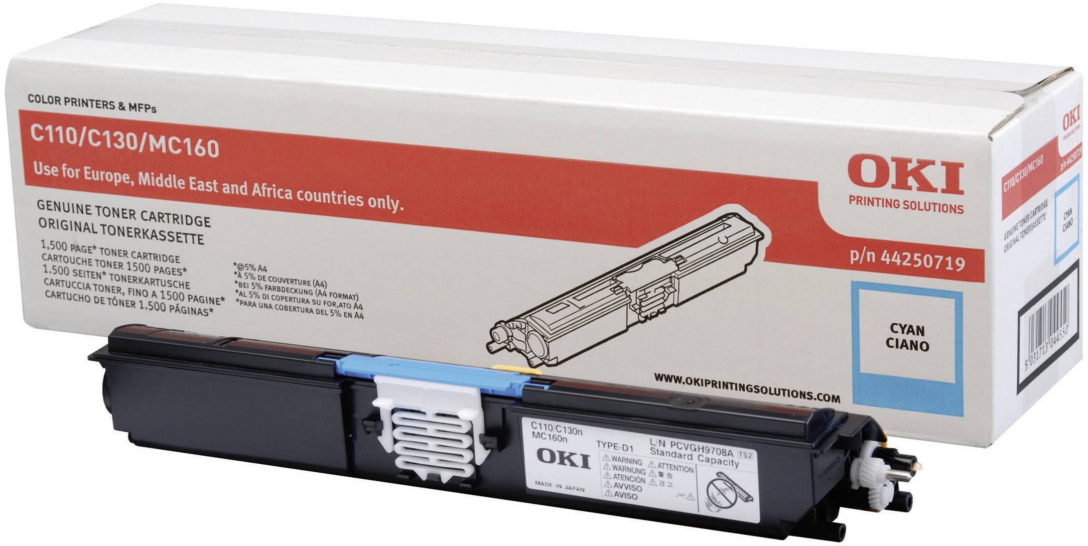 OKI Toner 44250719 Original Cyan 1500 Seiten 44250719