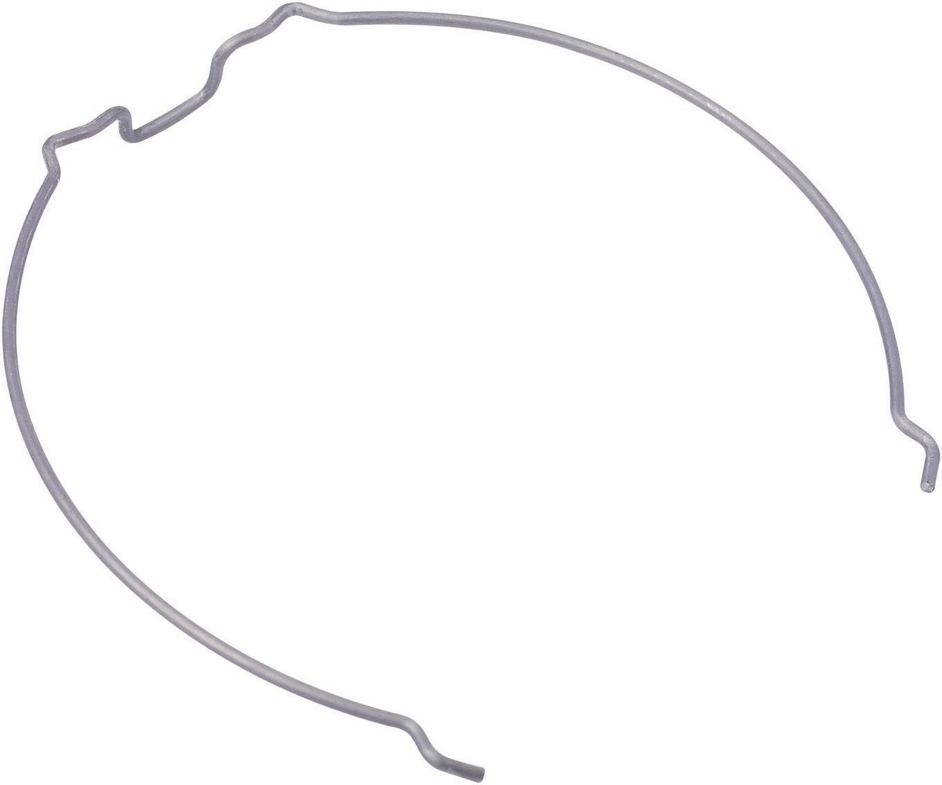 Ein runder Metallbügel, möglicherweise ein Bestandteil eines mechanischen Geräts oder Werkzeugs.