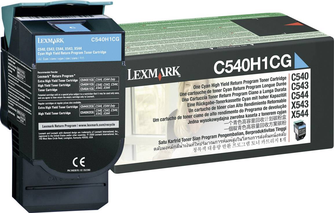 Lexmark Rückgabe Tonerkassette C540 C543 C544 C546 X544 X546 X548 Original Cyan 2000 Seiten C540H1CG