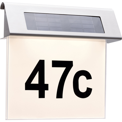 Paulmann 93765 Eclairage solaire pour numéro de maison 0.2 W blanc chaud acier inoxydable, blanc