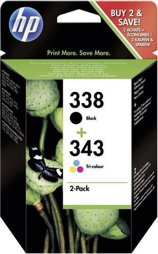 HP Tintenpatrone 338, 343 Original Kombi-Pack Schwarz, Cyan, Magenta, Gelb SD449EE Druckerpatronen K